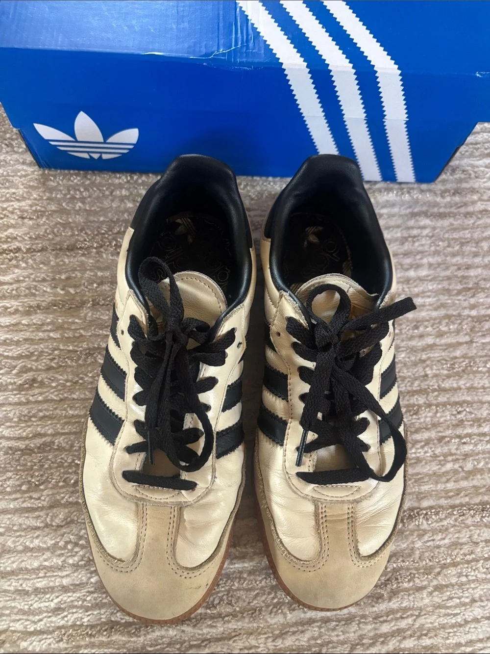 Adidas|  Samba Black and cream w golden logo  Insole Sneakers black shoe laces.